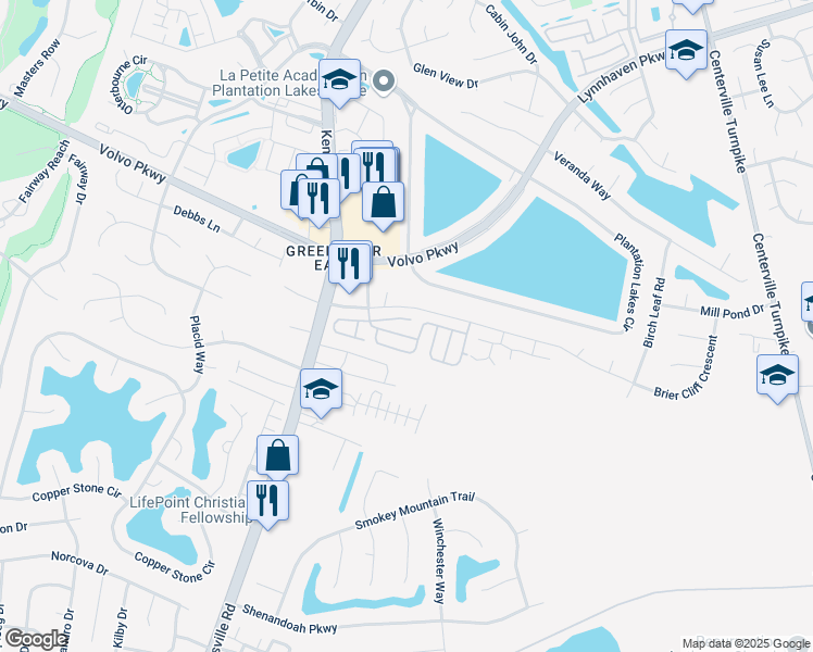 map of restaurants, bars, coffee shops, grocery stores, and more near 1707 Woodgrove Street in Chesapeake