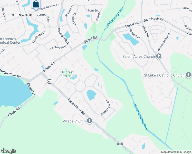 map of restaurants, bars, coffee shops, grocery stores, and more near 4216 Feather Ridge Drive in Virginia Beach