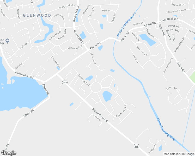 map of restaurants, bars, coffee shops, grocery stores, and more near 2424 Sandyfalls Way in Virginia Beach