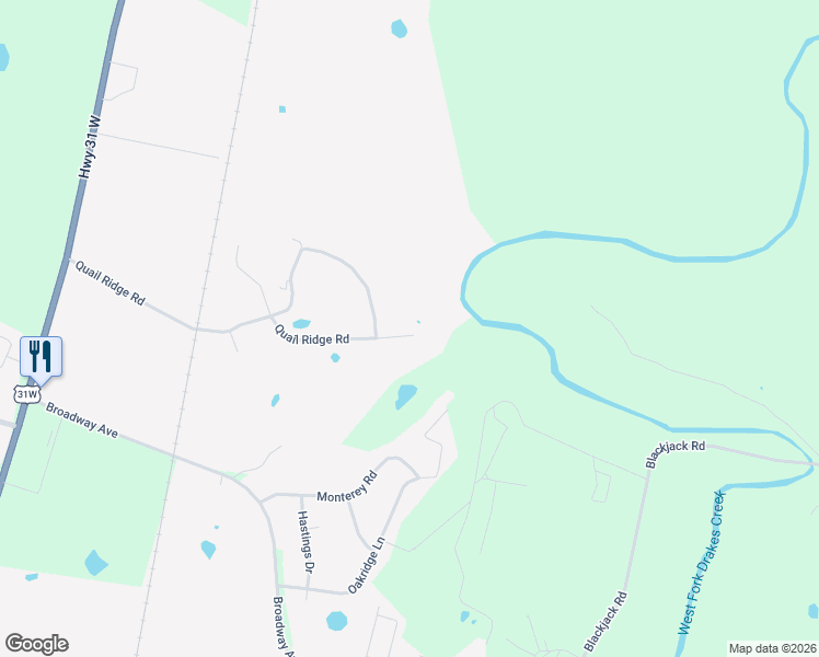 map of restaurants, bars, coffee shops, grocery stores, and more near 418 Quail Ridge Road in Franklin