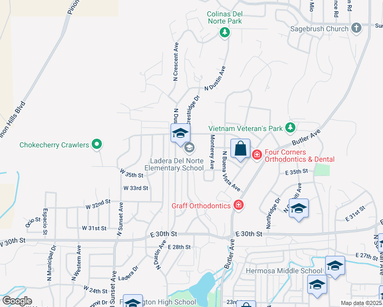 map of restaurants, bars, coffee shops, grocery stores, and more near 308 East 35th Street in Farmington