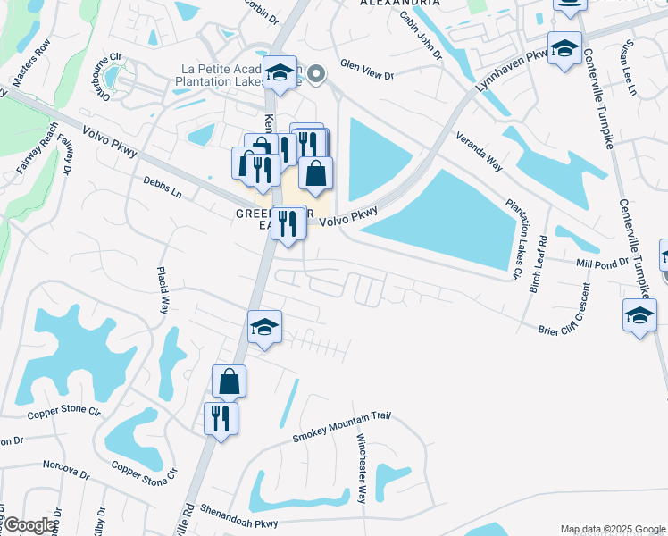 map of restaurants, bars, coffee shops, grocery stores, and more near 1617 Woodstock Court in Chesapeake