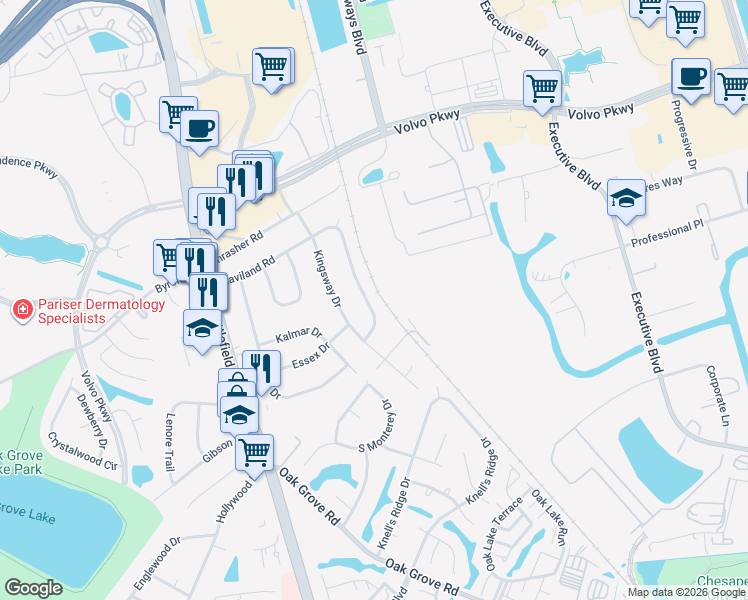 map of restaurants, bars, coffee shops, grocery stores, and more near 260 Haviland Road in Chesapeake