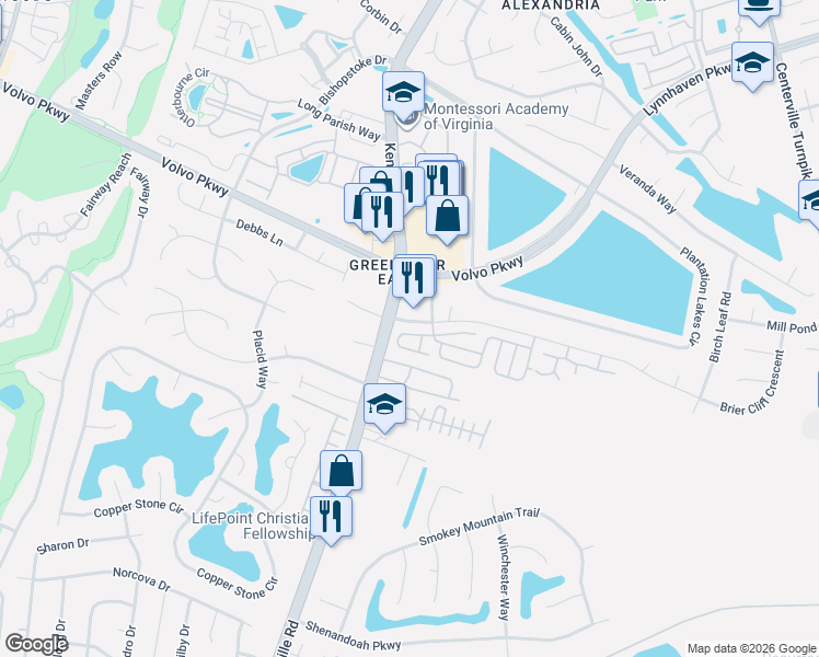 map of restaurants, bars, coffee shops, grocery stores, and more near 1300 Oak Ridge Lane in Chesapeake