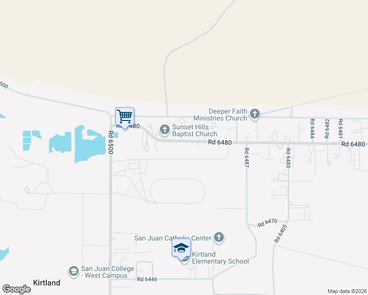 map of restaurants, bars, coffee shops, grocery stores, and more near 3 Road 6493 in Kirtland