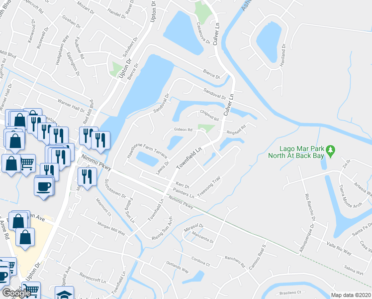 map of restaurants, bars, coffee shops, grocery stores, and more near 2424 Lewis Drive in Virginia Beach
