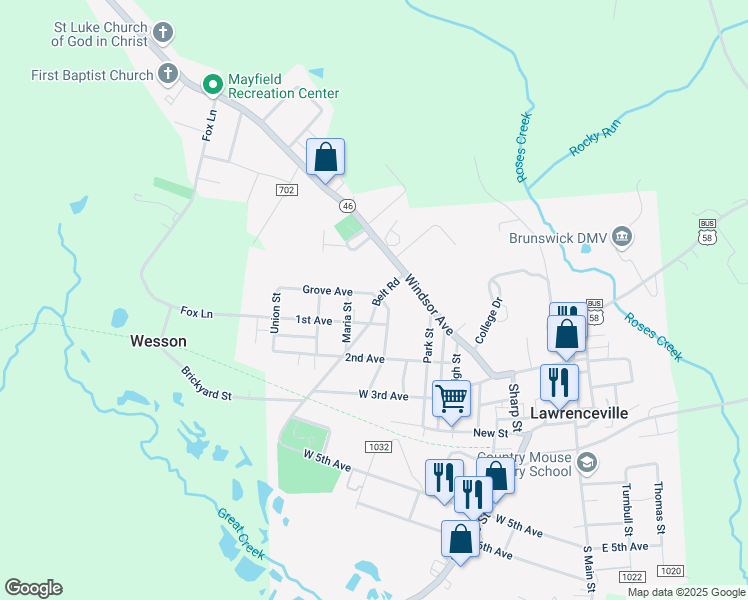 map of restaurants, bars, coffee shops, grocery stores, and more near 801-899 Grove Avenue in Lawrenceville