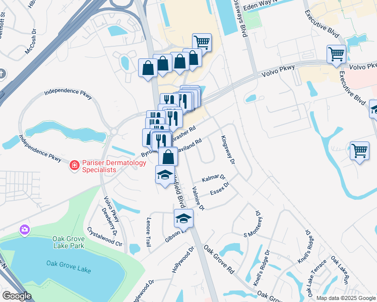 map of restaurants, bars, coffee shops, grocery stores, and more near 116 Haviland Road in Chesapeake