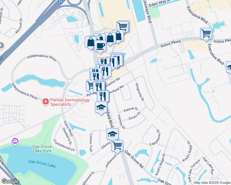 map of restaurants, bars, coffee shops, grocery stores, and more near 116 Haviland Road in Chesapeake