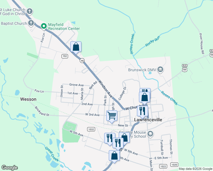 map of restaurants, bars, coffee shops, grocery stores, and more near 600-698 Windsor Ave in Lawrenceville