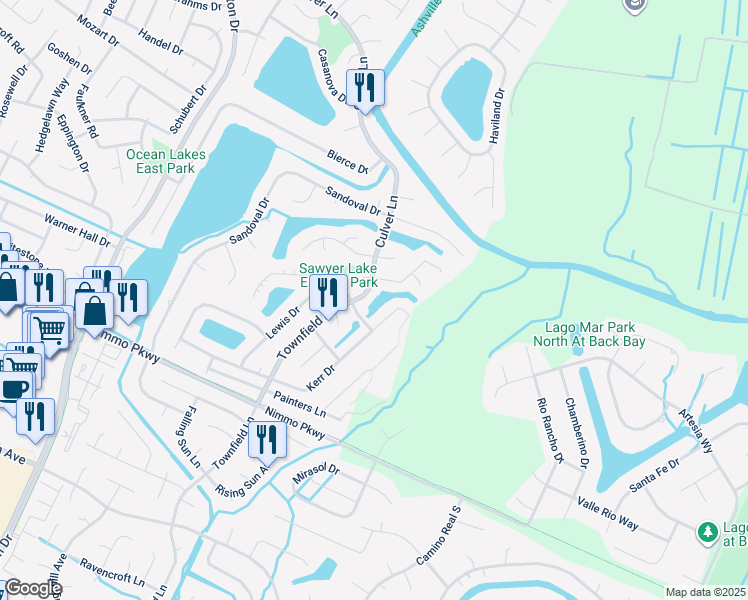 map of restaurants, bars, coffee shops, grocery stores, and more near 2012 Townfield Lane in Virginia Beach
