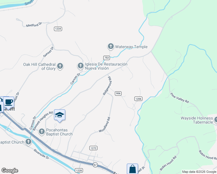 map of restaurants, bars, coffee shops, grocery stores, and more near 89 Ridgewood Road in Bassett