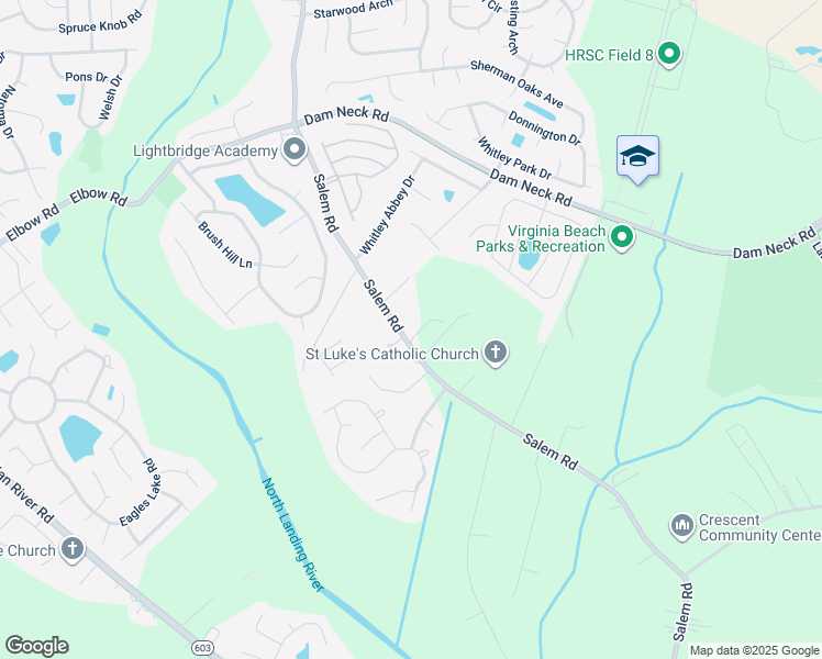 map of restaurants, bars, coffee shops, grocery stores, and more near 2260 Salem Road in Virginia Beach