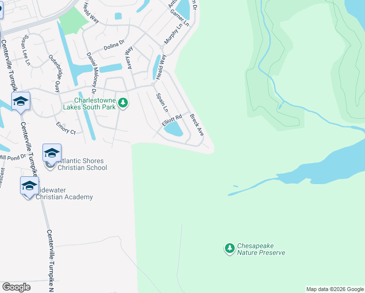 map of restaurants, bars, coffee shops, grocery stores, and more near 2048 Breck Avenue in Virginia Beach