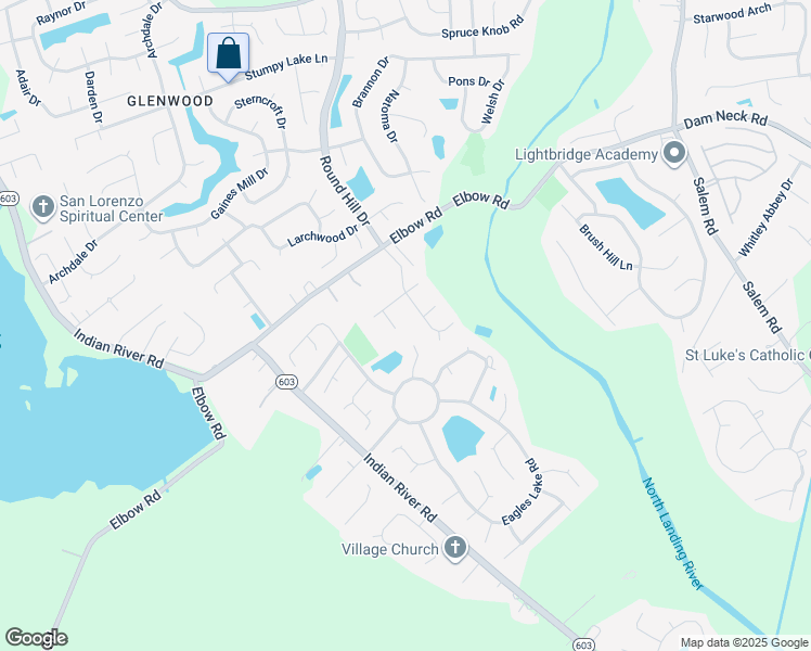 map of restaurants, bars, coffee shops, grocery stores, and more near 2412 Lamb Court in Virginia Beach
