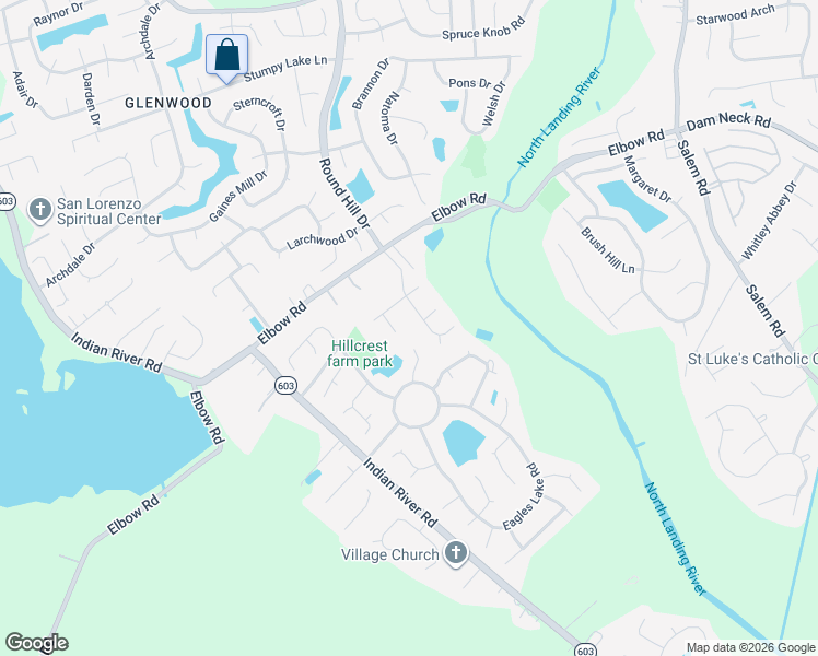 map of restaurants, bars, coffee shops, grocery stores, and more near 2412 Lamb Court in Virginia Beach