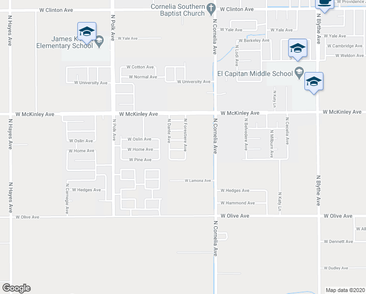 map of restaurants, bars, coffee shops, grocery stores, and more near 5146 West Home Avenue in Fresno