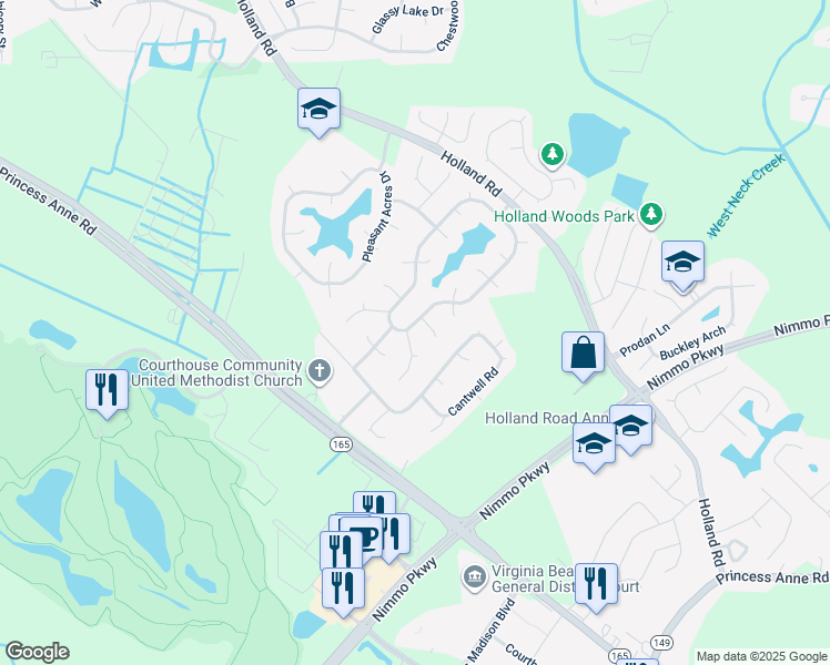 map of restaurants, bars, coffee shops, grocery stores, and more near 2696 Christopher Farms Drive in Virginia Beach