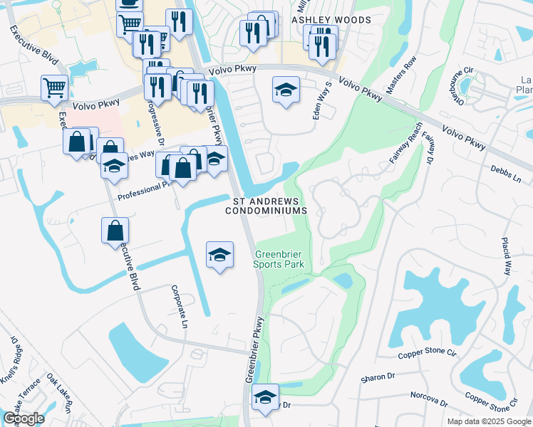 map of restaurants, bars, coffee shops, grocery stores, and more near 932 Saint Andrews Reach in Chesapeake