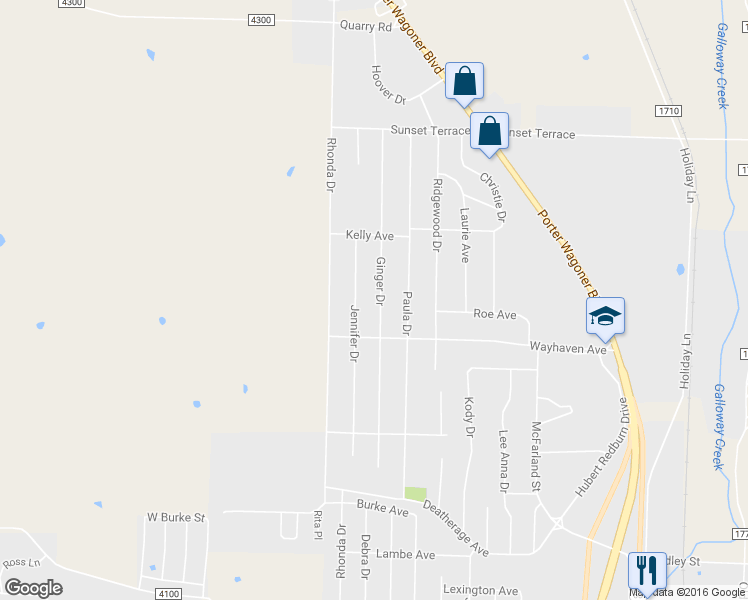 map of restaurants, bars, coffee shops, grocery stores, and more near 2707 Ginger Drive in West Plains