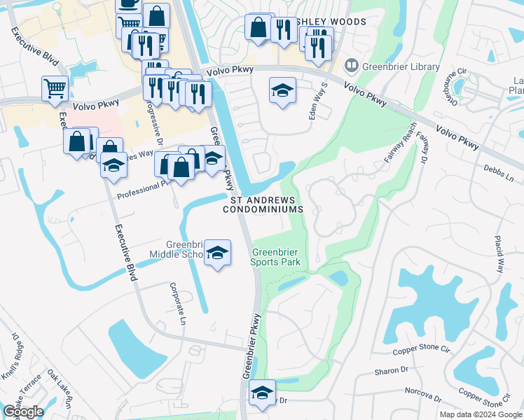 map of restaurants, bars, coffee shops, grocery stores, and more near 928 Saint Andrews Reach in Chesapeake