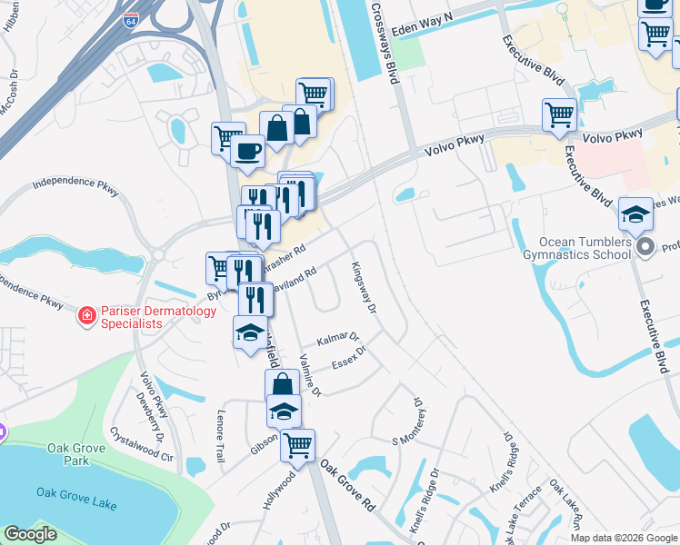 map of restaurants, bars, coffee shops, grocery stores, and more near 1121 Chesslawn Circle East in Chesapeake