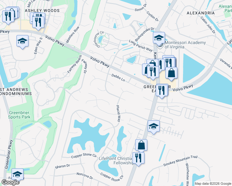 map of restaurants, bars, coffee shops, grocery stores, and more near 1217 Rellen Street in Chesapeake