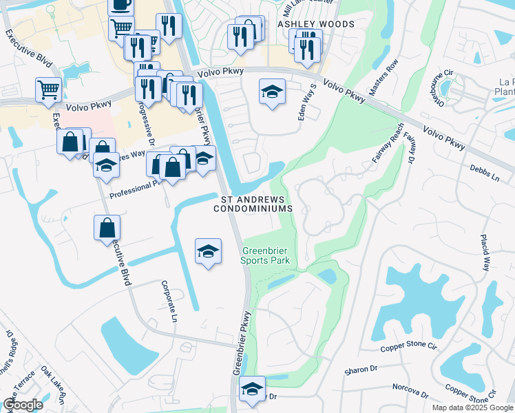 map of restaurants, bars, coffee shops, grocery stores, and more near 944 Saint Andrews Reach in Chesapeake