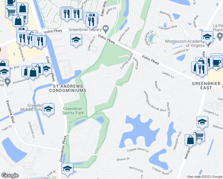 map of restaurants, bars, coffee shops, grocery stores, and more near 1211 Crooked Stick Crossing in Chesapeake