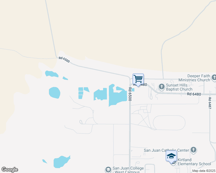map of restaurants, bars, coffee shops, grocery stores, and more near 47 Road 6517 in Kirtland