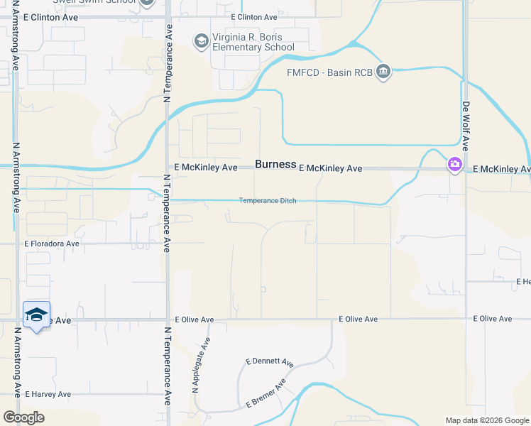 map of restaurants, bars, coffee shops, grocery stores, and more near 7314 East Pine Avenue in Fresno