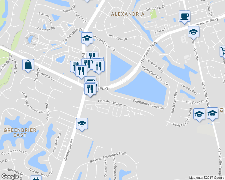 map of restaurants, bars, coffee shops, grocery stores, and more near 1711 Volvo Parkway in Chesapeake