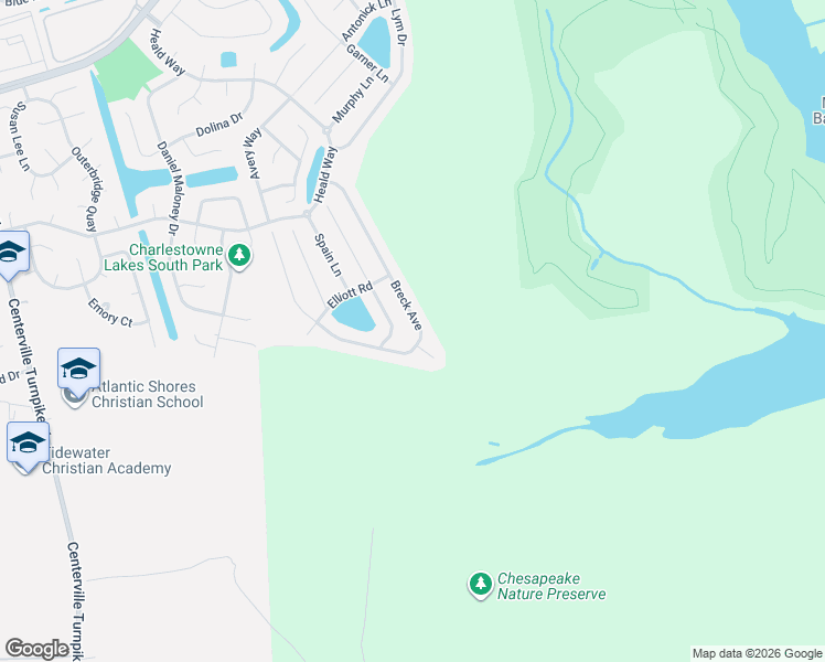 map of restaurants, bars, coffee shops, grocery stores, and more near 1996 Breck Avenue in Virginia Beach