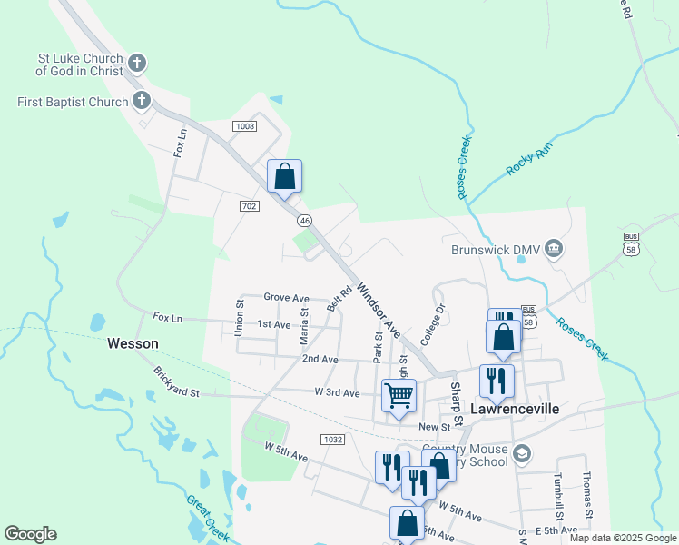 map of restaurants, bars, coffee shops, grocery stores, and more near 100-106 Gordon Street in Lawrenceville