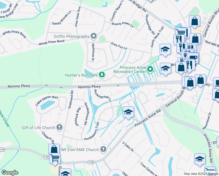 map of restaurants, bars, coffee shops, grocery stores, and more near 2300 Cornstalk Ct in Virginia Beach