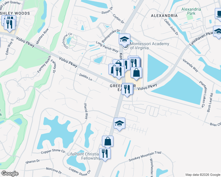 map of restaurants, bars, coffee shops, grocery stores, and more near 1320 Hamill Lane in Chesapeake