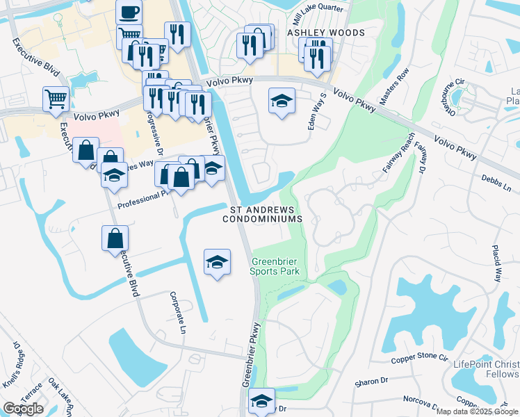 map of restaurants, bars, coffee shops, grocery stores, and more near 948 Saint Andrews Reach in Chesapeake