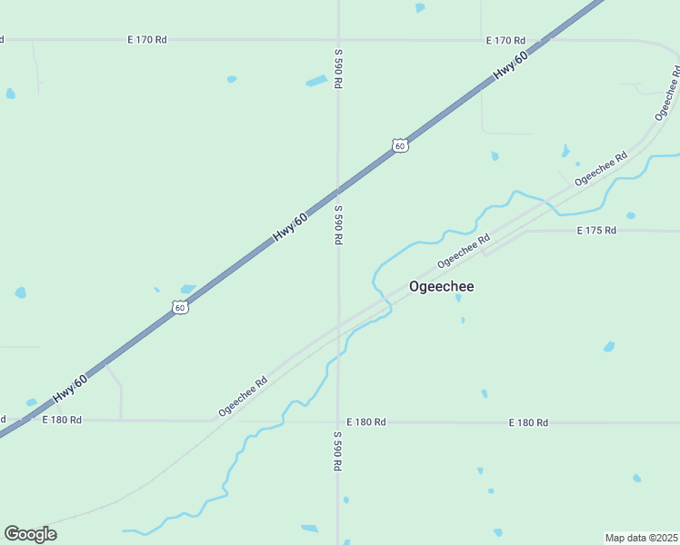 map of restaurants, bars, coffee shops, grocery stores, and more near 17624 South 590 Road in Fairland