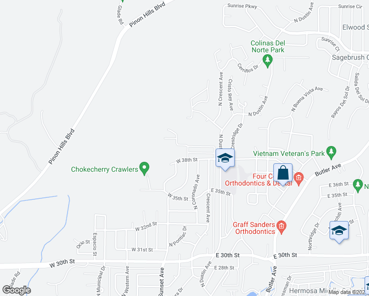 map of restaurants, bars, coffee shops, grocery stores, and more near 3809 North Sunset Avenue in Farmington