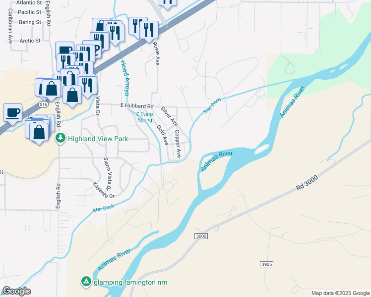map of restaurants, bars, coffee shops, grocery stores, and more near 3713 Star Lane in Farmington