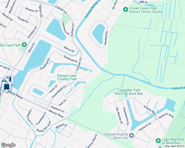 map of restaurants, bars, coffee shops, grocery stores, and more near 808 Ringfield Road in Virginia Beach