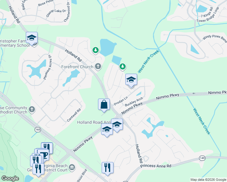 map of restaurants, bars, coffee shops, grocery stores, and more near 1732 Edgestone Court in Virginia Beach