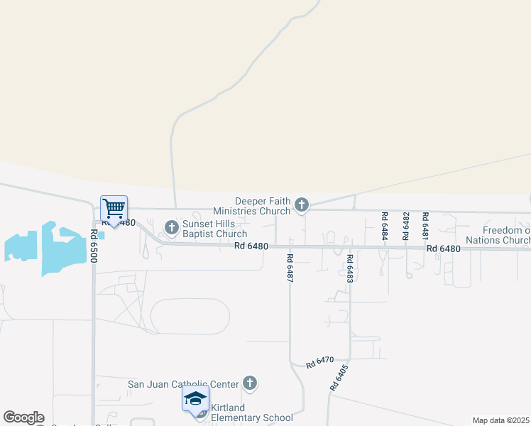 map of restaurants, bars, coffee shops, grocery stores, and more near 13 Road 6489 in Kirtland