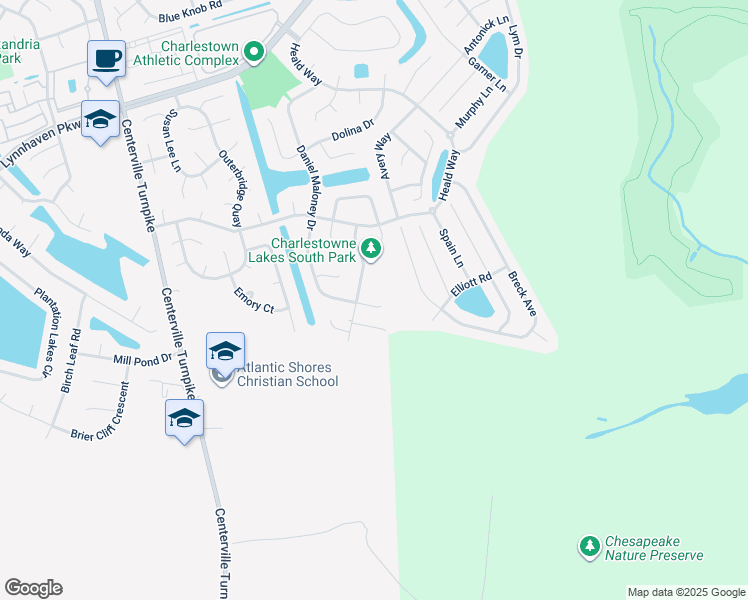 map of restaurants, bars, coffee shops, grocery stores, and more near 1816 Kathleen Court in Virginia Beach