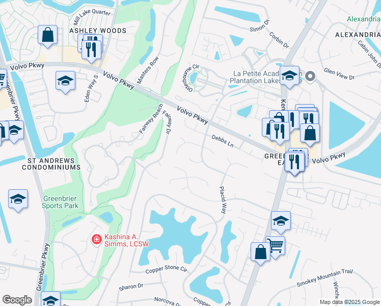 map of restaurants, bars, coffee shops, grocery stores, and more near 1314 Blair Ct in Chesapeake