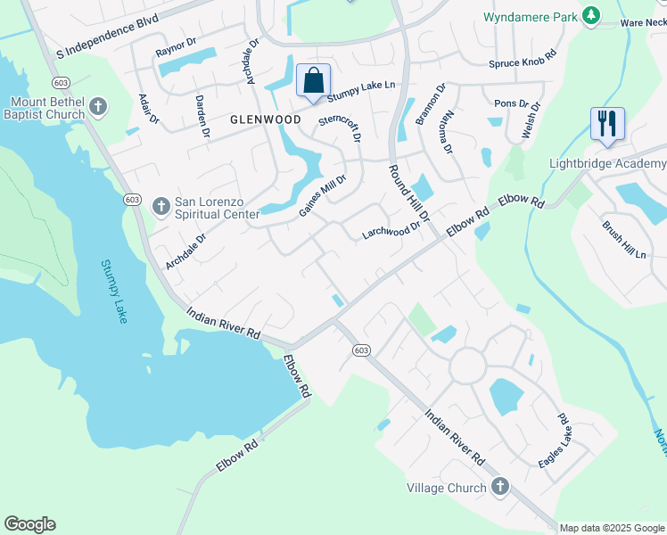 map of restaurants, bars, coffee shops, grocery stores, and more near 4305 Cattingham Lane in Virginia Beach