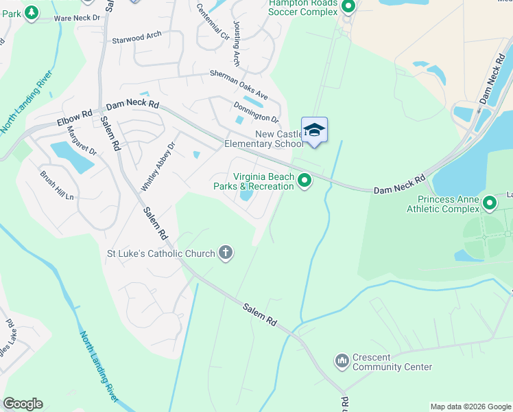 map of restaurants, bars, coffee shops, grocery stores, and more near 3929 Ava Way in Virginia Beach