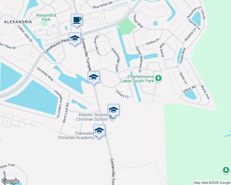 map of restaurants, bars, coffee shops, grocery stores, and more near 805 Risher Court in Virginia Beach