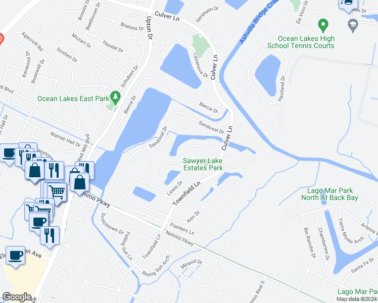 map of restaurants, bars, coffee shops, grocery stores, and more near 943 Chigwell Road in Virginia Beach