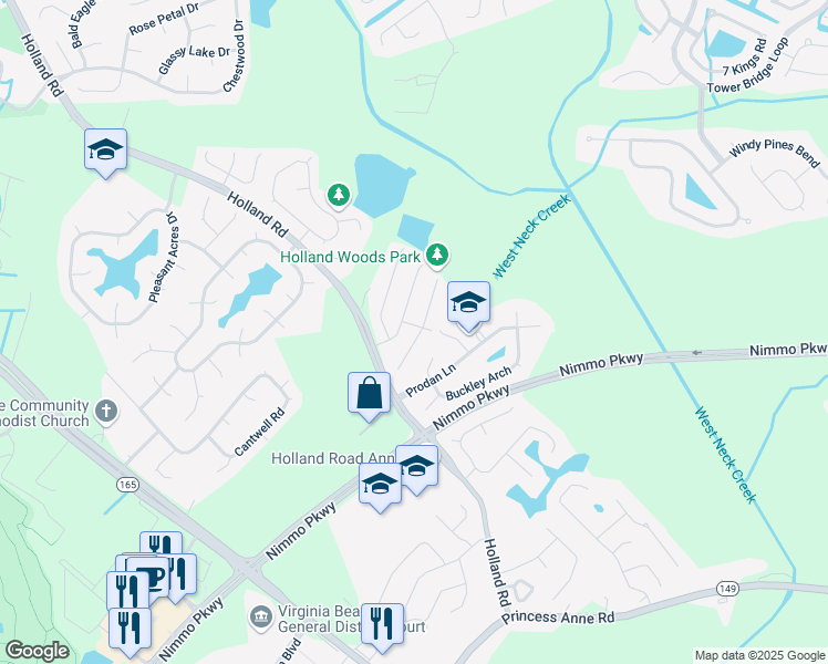 map of restaurants, bars, coffee shops, grocery stores, and more near 1732 Edgestone Court in Virginia Beach